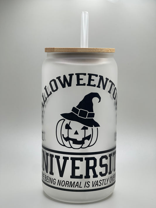 Halloweentown University | 16 Ounce Frosted Glass with Bamboo Lid