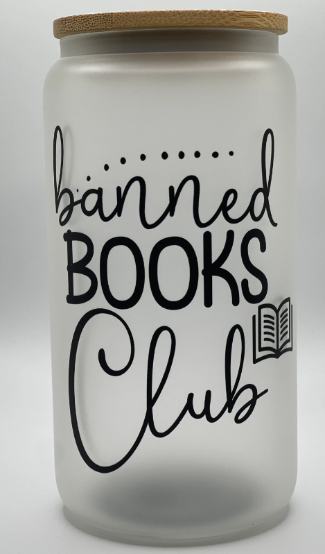 Banned Books Club | 16 oz Frosted Glass Libbey Jar with Bamboo Lid