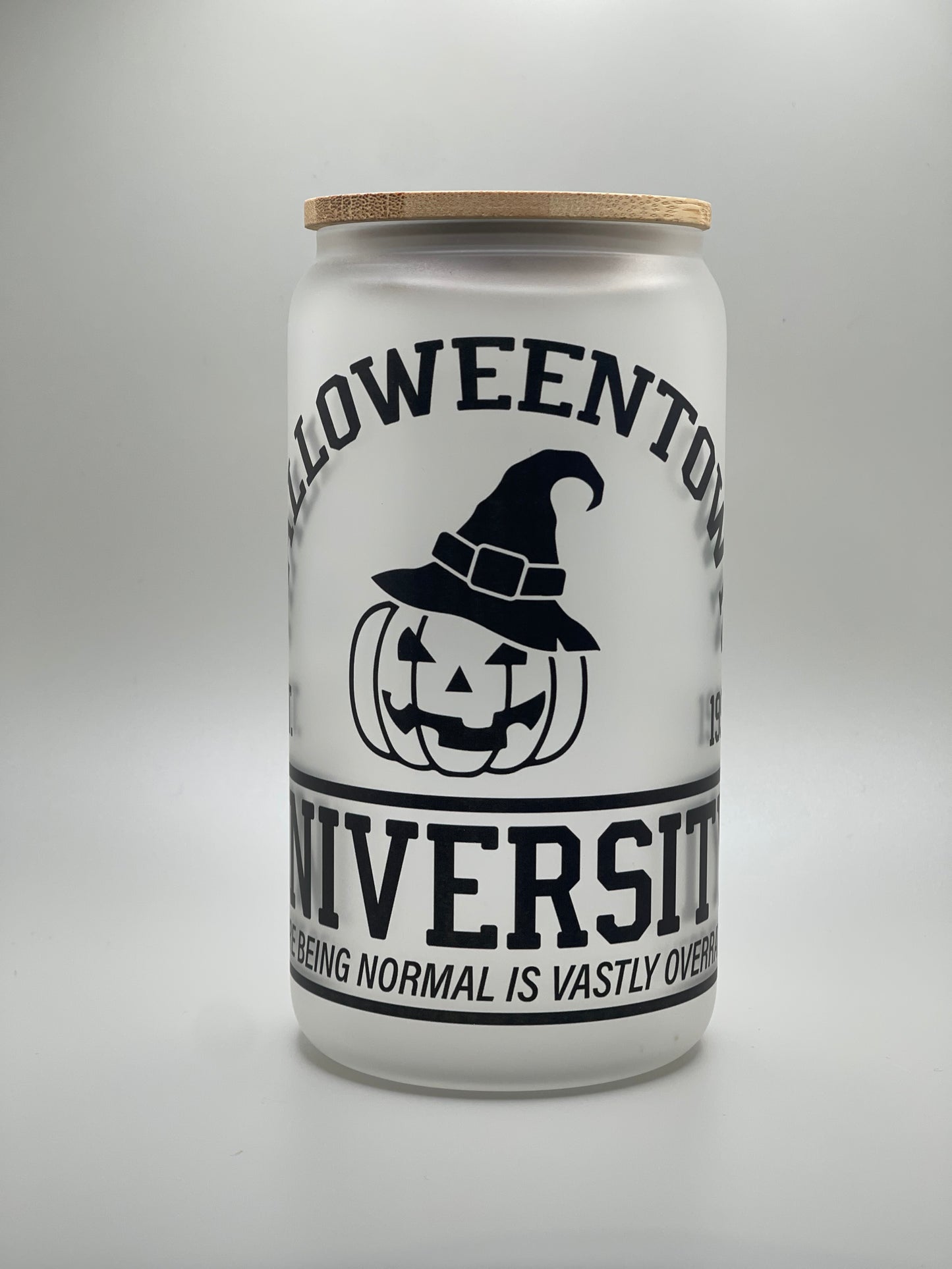 Halloweentown University | 16 Ounce Frosted Glass with Bamboo Lid