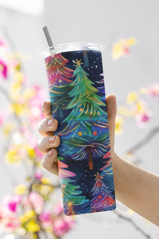 Neon Christmas Trees | 20 ounce Stainless Steel Tumbler