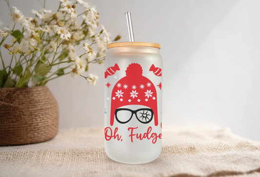 Oh Fudge | 16 ounce Frosted Libbey Jar with Bamboo Lid