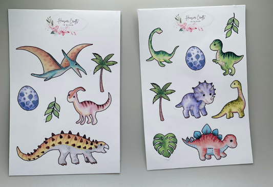 Watercolor Dinosaurs | Laminated Sticker Sheets
