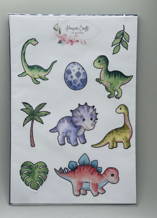 Watercolor Dinosaurs | Laminated Sticker Sheets