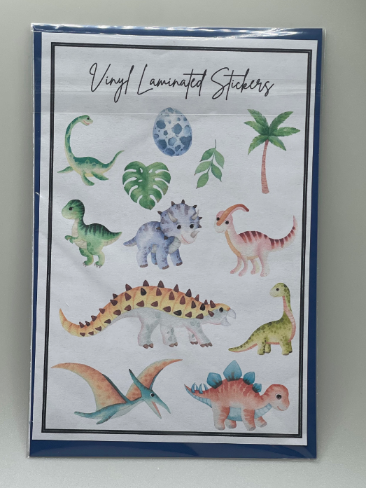 Watercolor Dinosaurs | Laminated Sticker Sheets