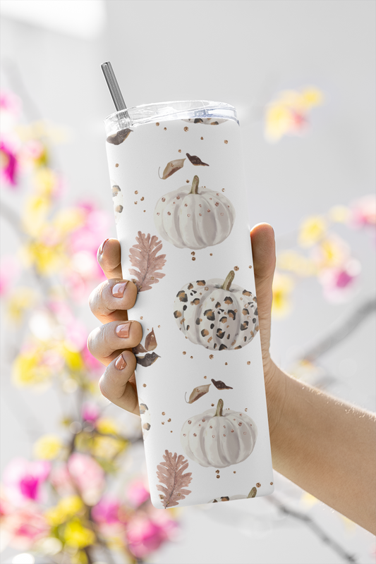 Pumpkins and Fall Leaves | 20 ounce stainless steel tumbler